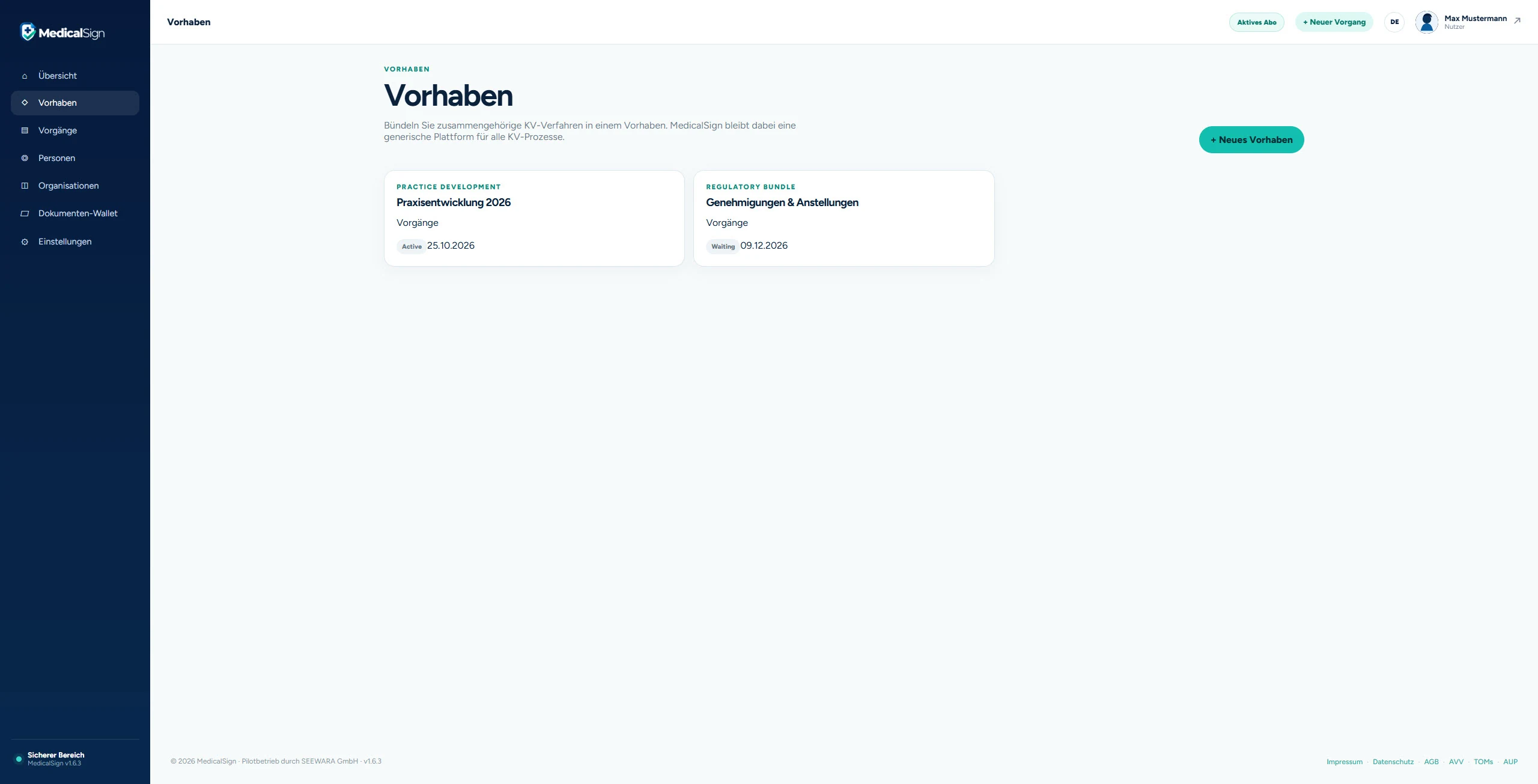 Vorhaben – MedicalSign