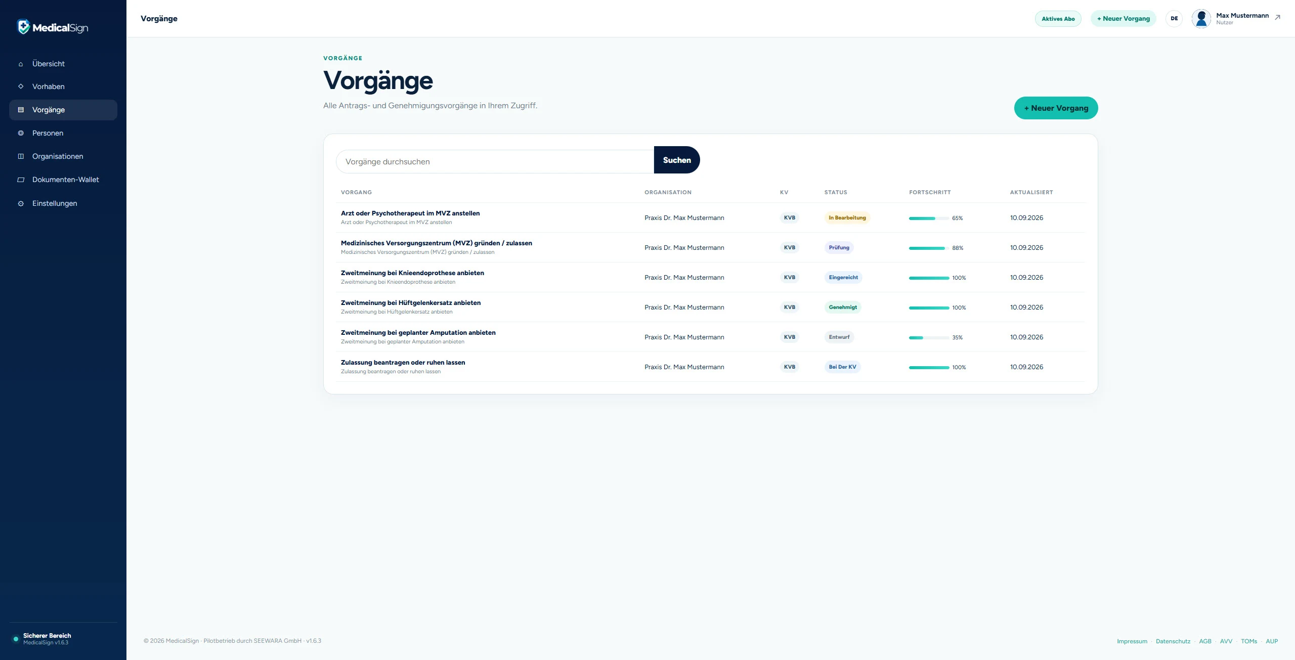 Vorgänge – MedicalSign
